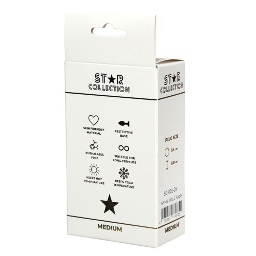Star Collection - Purple Silicone Anal Plug M - Clear Stone