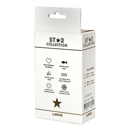Star Collection - Black Silicone Anal Plug L - Pink Stone