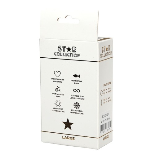 Star Collection - Pink Silicone Anal Plug L - Light Blue Stone