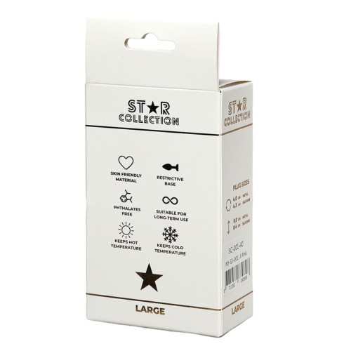 Star Collection - Pink Silicone Anal Plug L - Light Pink Stone