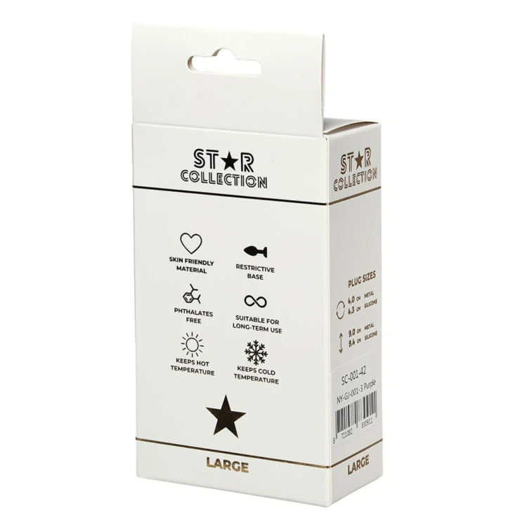 Star Collection - Purple Silicone Anal Plug L - Pink Stone