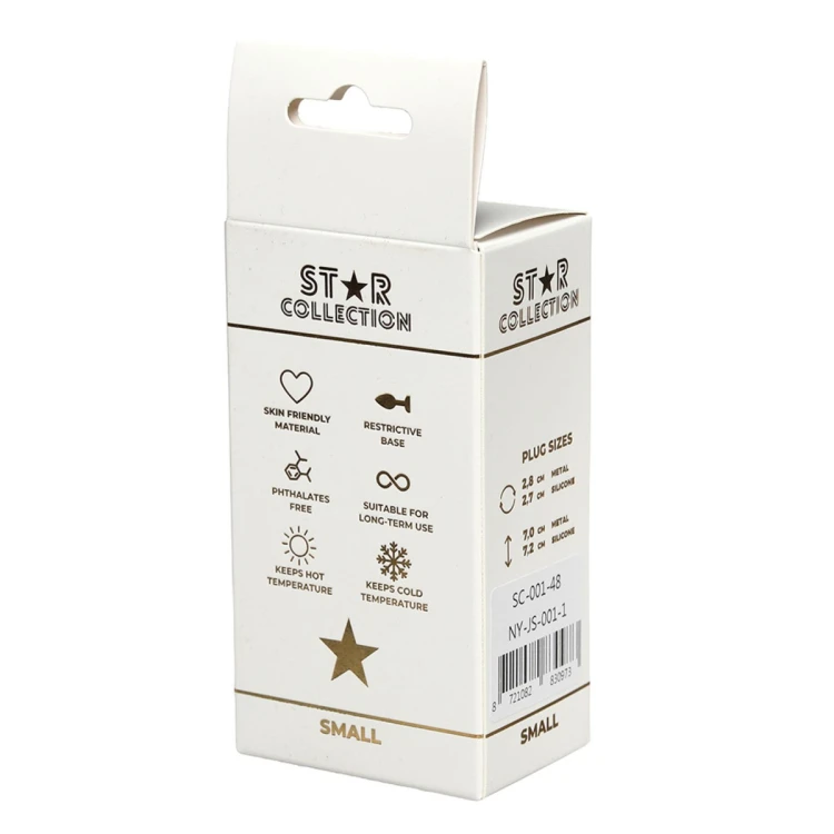Star Collection - Silver Metal Anal Plug S - Light Blue Stone