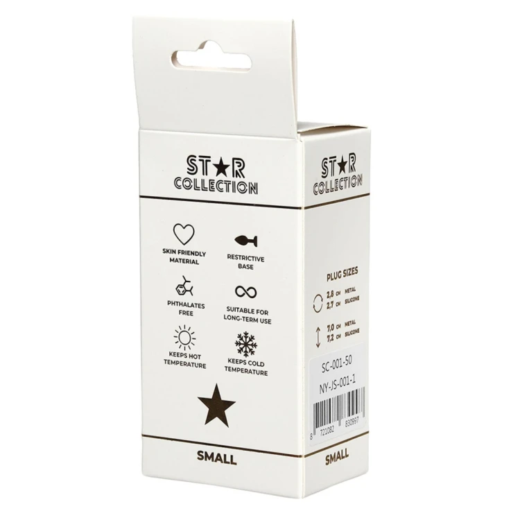 Star Collection - Silver Metal Anal Plug S - Light Pink Stone