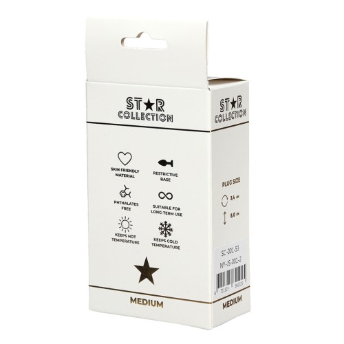 Star Collection - Silver Metal Anal Plug M - Light Blue Stone