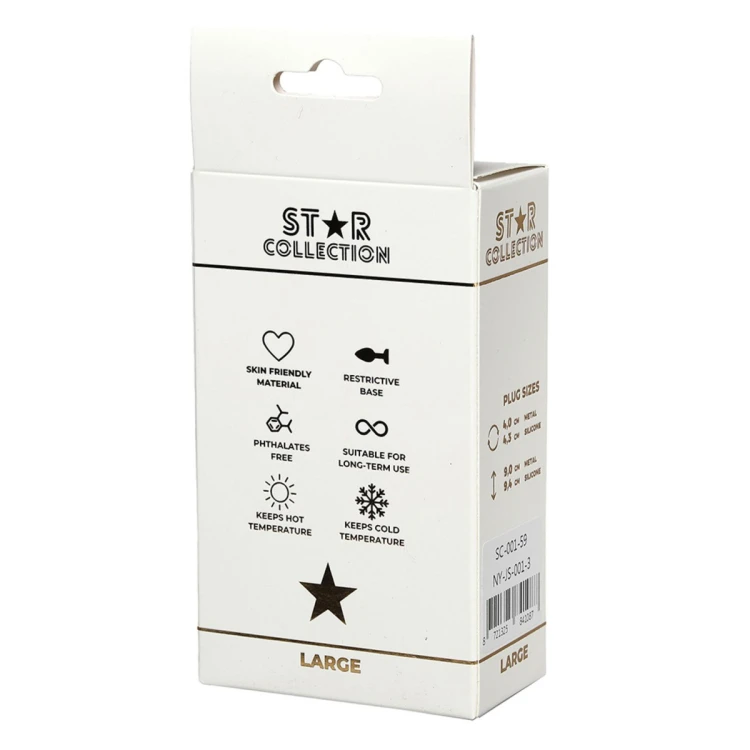 Star Collection - Silver Metal Anal Plug L - Purple Stone