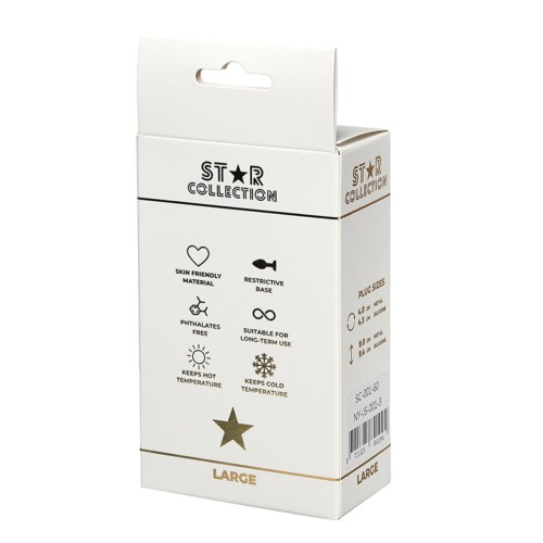 Star Collection - Silver Metal Anal Plug L - Light Pink Stone