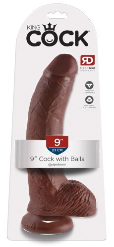 KC 9" Cock with Balls Brown