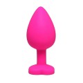 Pink large heart-shaped butt plug with white crystal