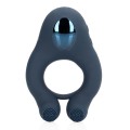 Vibrating Cockring with Clitoris Stimulation - Indigo Blue