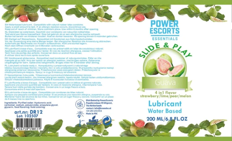 Power Escorts - DR12 - Guava Water-Based Lubricant 200ml – Slide & Play Personal Lube