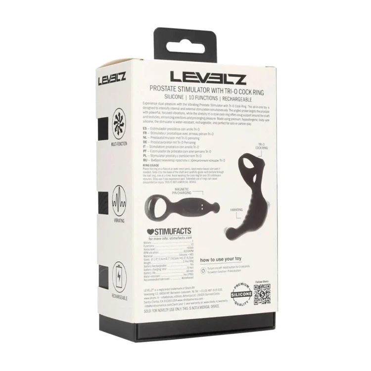 Vibrating Silicone Prostate Stimulator with Tri O Cockring - Black