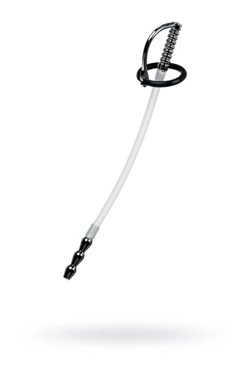 Urethral catheter TOYFA Metal, with replaceable securing rings, silicone, silver, 23cm