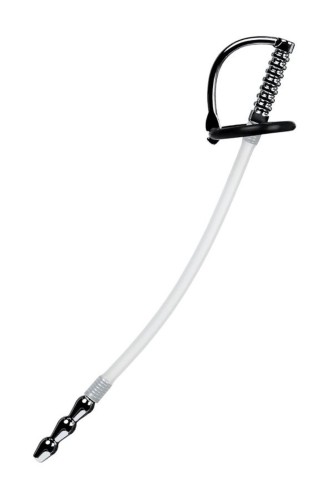 Urethral catheter TOYFA Metal, with replaceable securing rings, silicone, silver, 23cm