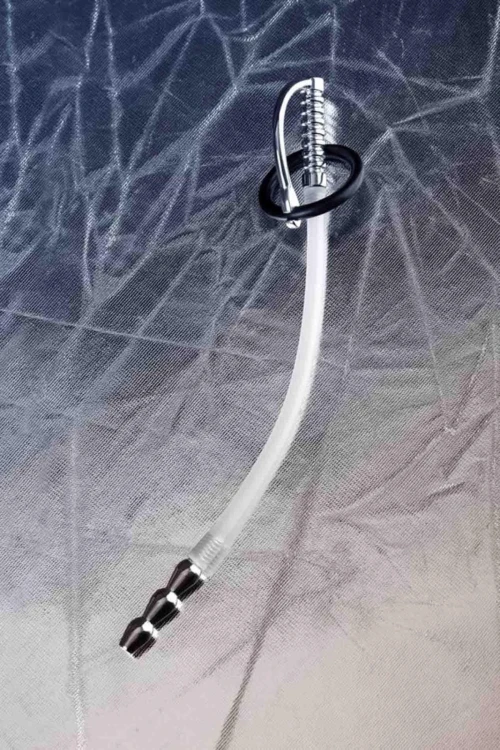 Urethral catheter TOYFA Metal, with replaceable securing rings, silicone, silver, 23cm