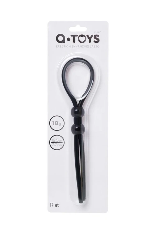 Lasso on the penis A-toys by TOYFA with two beads, silicone, black, 19.5 cm