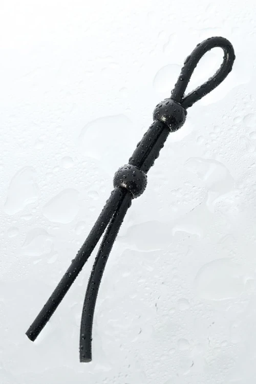 Lasso on the penis A-toys by TOYFA with two beads, silicone, black, 19.5 cm