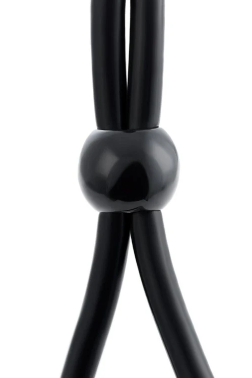 Lasso on the penis A-toys by TOYFA with two beads, silicone, black, 19.5 cm