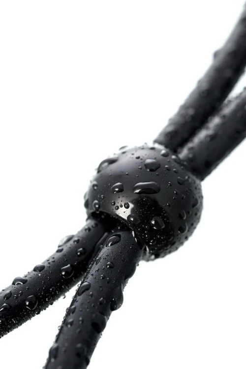 Lasso on the penis A-toys by TOYFA with two beads, silicone, black, 19.5 cm