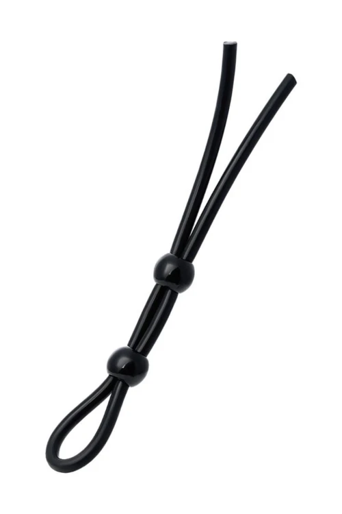 Lasso on the penis A-toys by TOYFA with two beads, silicone, black, 19.5 cm